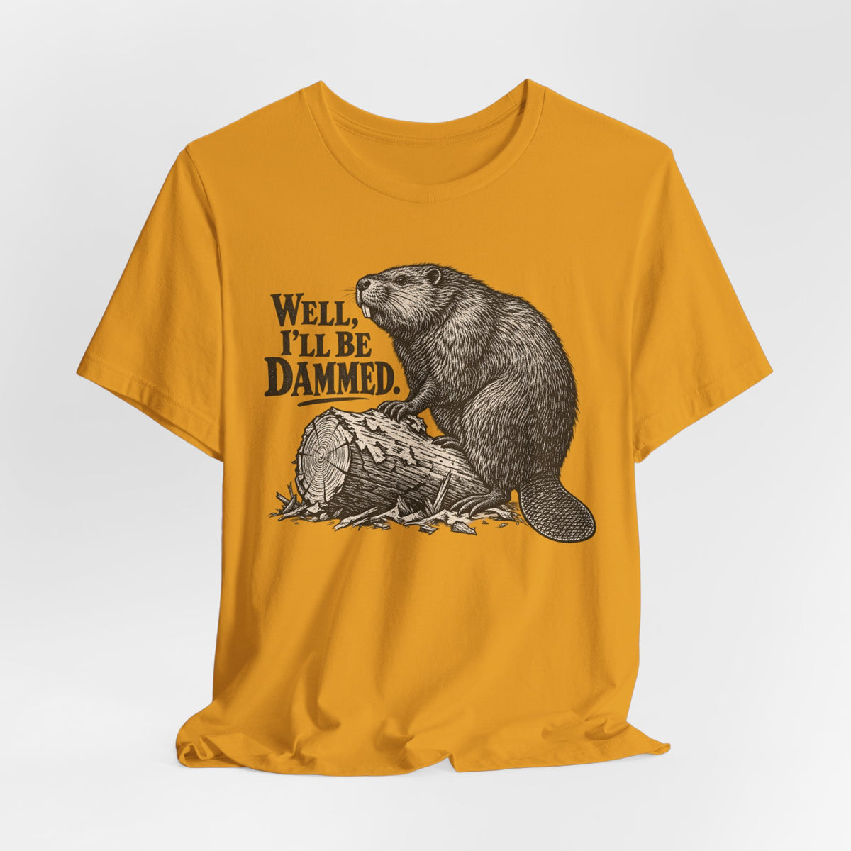 Well I'll Be Dammed Beaver T-Shirt in Heather Red - funny beaver dam humor graphic tee, Barely Outdoorsy Bella Canvas