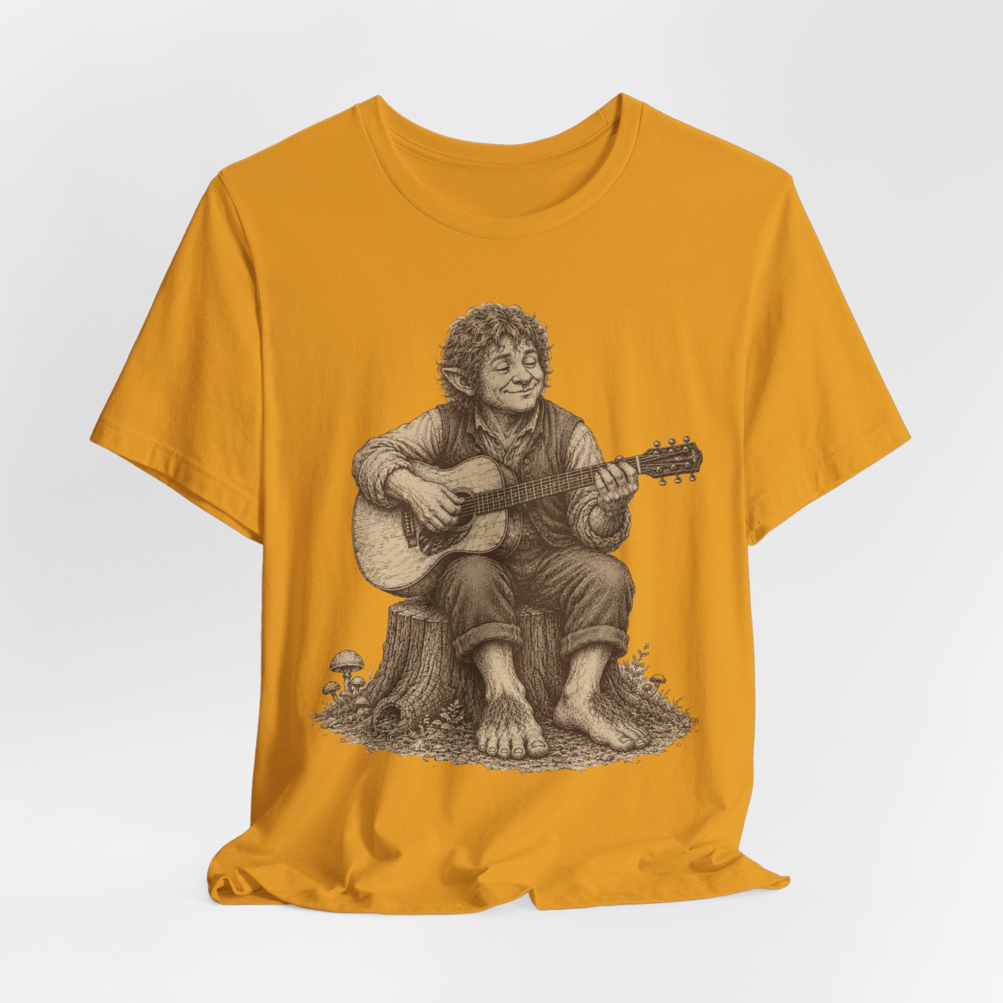 Halfling Guitar T-Shirt in Heather Prism Lilac - vintage halfling RPG bard guitar graphic tee, Barely Outdoorsy