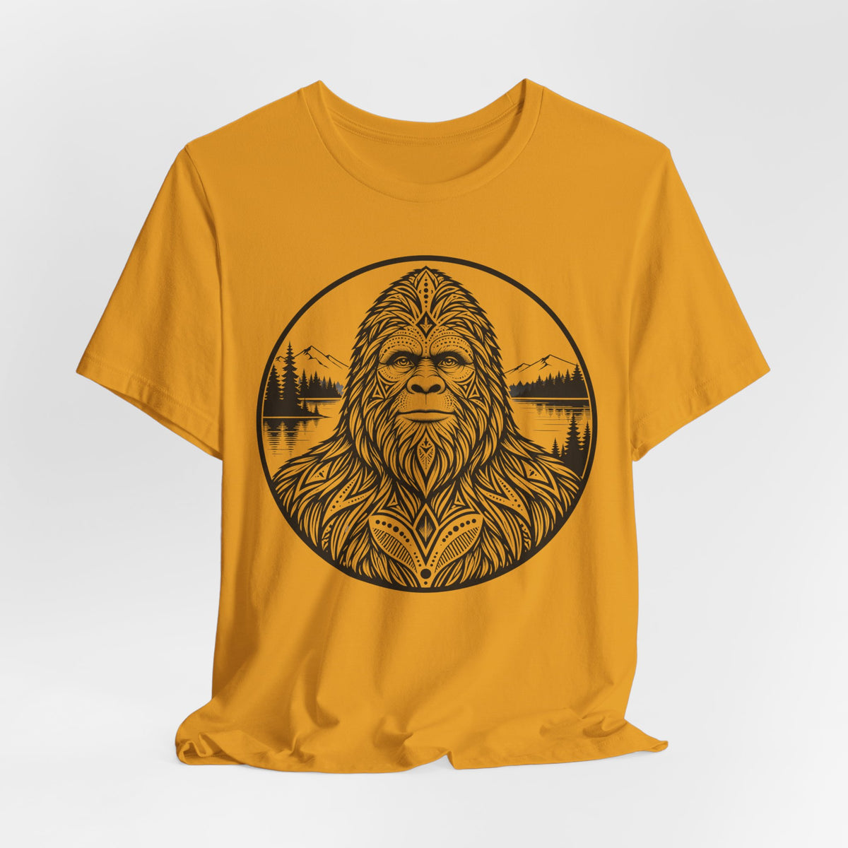 Bigfoot Sacred Geometry Portrait T-Shirt in Heather Prism Lilac - boho Sasquatch geometry graphic tee, Barely Outdoorsy