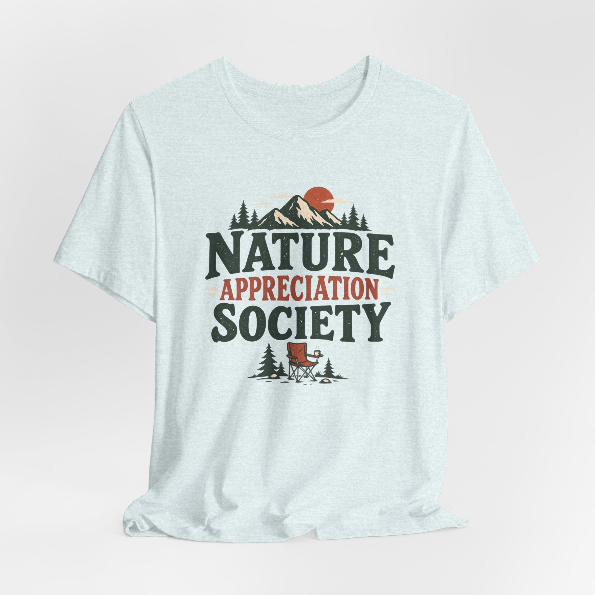 Nature Appreciation Society T-Shirt in Heather True Royal detail - retro nature appreciation badge close-up graphic