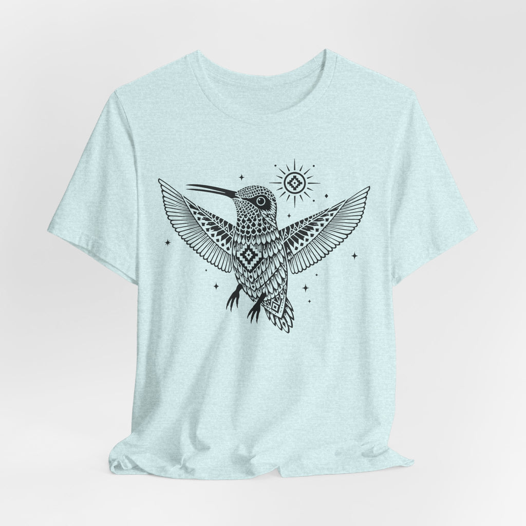 Southwest Geometric Hummingbird Mandala T-Shirt in Mauve - geometric hummingbird mandala graphic tee, Barely Outdoorsy