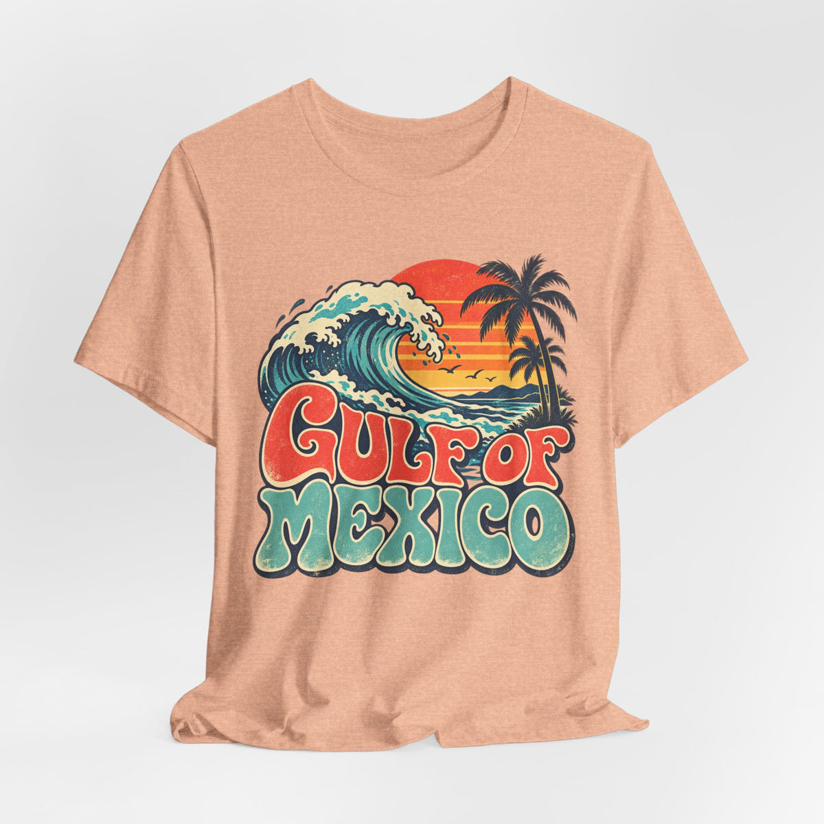 Gulf of Mexico Retro Beach T-Shirt in Black Heather - vintage retro Gulf Coast graphic tee, Barely Outdoorsy