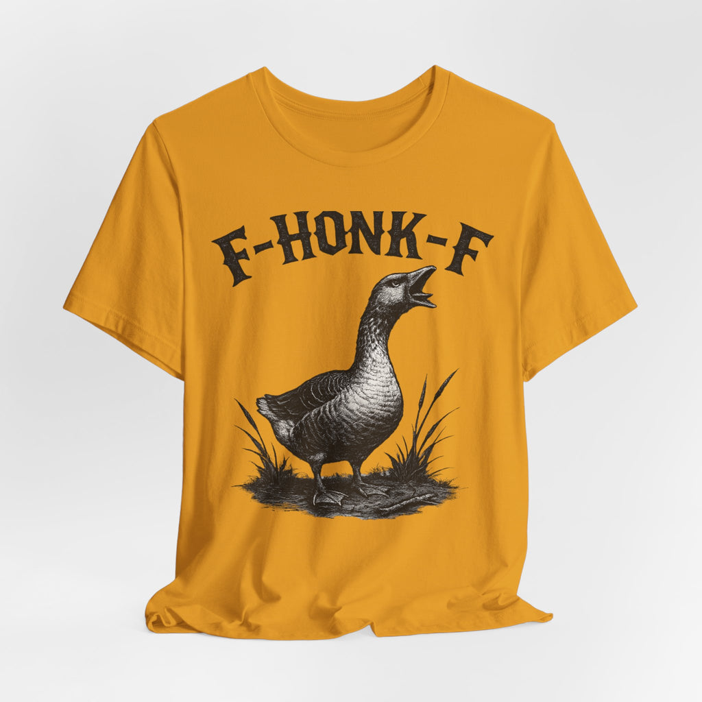 F-HONK-F Goose Tee flat lay Athletic Heather - unisex crew neck goose humor graphic tee, Barely Outdoorsy