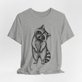 Suspicious Raccoon T-Shirt in Athletic Heather - funny suspicious trash panda graphic tee, Barely Outdoorsy Bella Canvas 3001