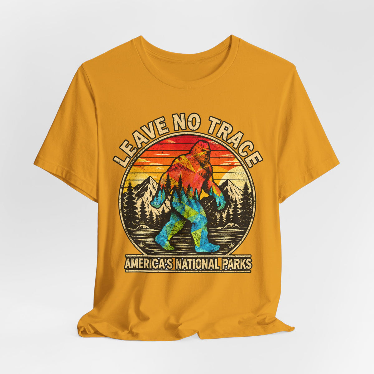 Leave No Trace Bigfoot T-Shirt in White - funny Bigfoot national parks graphic tee, Barely Outdoorsy