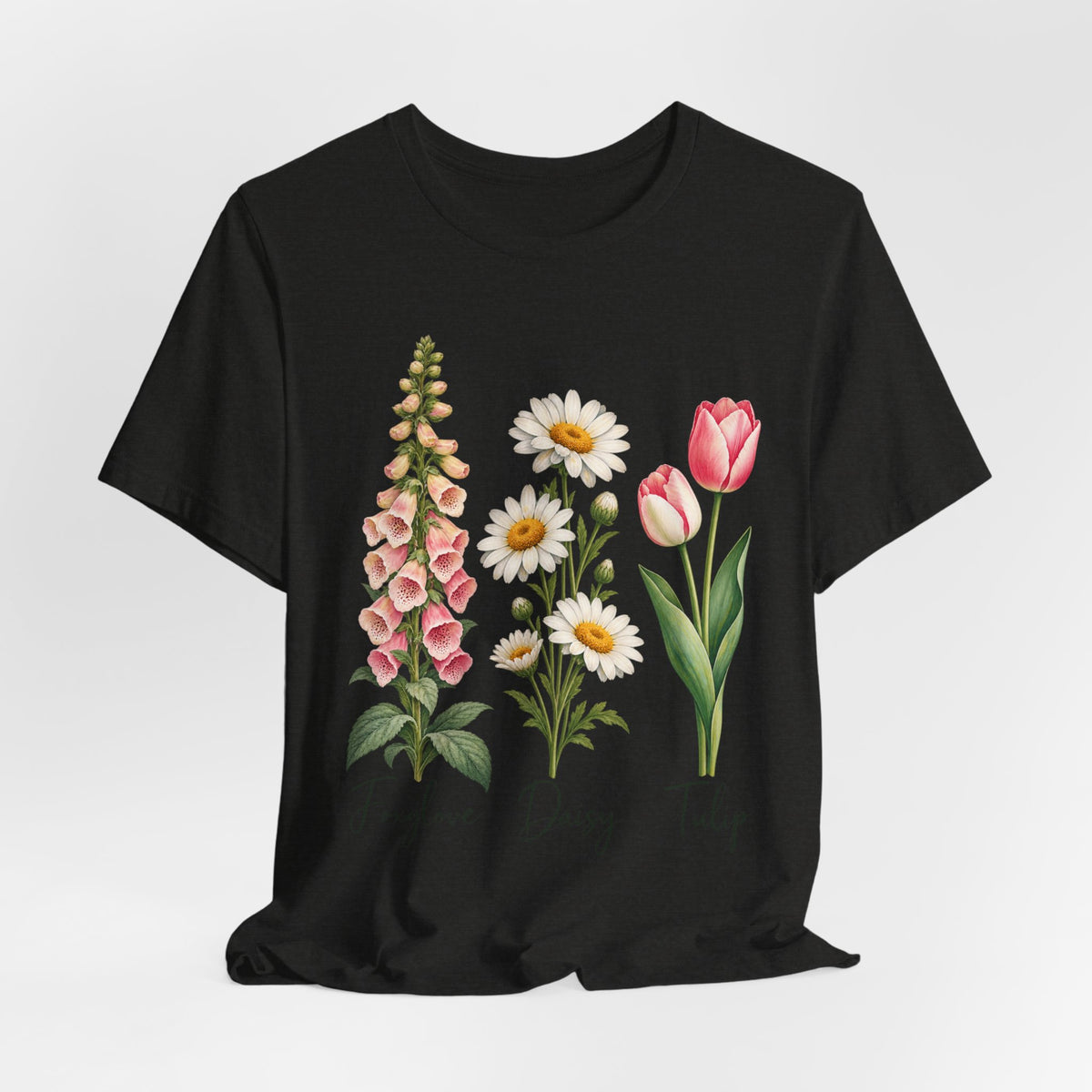 FDT Foxglove Daisy Tulip T-Shirt in Heather Maroon - funny botanical wildflower FDT foxglove daisy tulip graphic tee, Barely Outdoorsy
