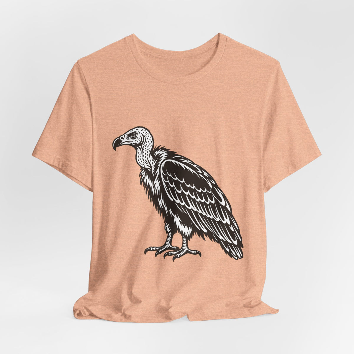 Vulture Woodcut T-Shirt in Heather Prism Ice Blue - vintage naturalist vulture graphic tee, Barely Outdoorsy