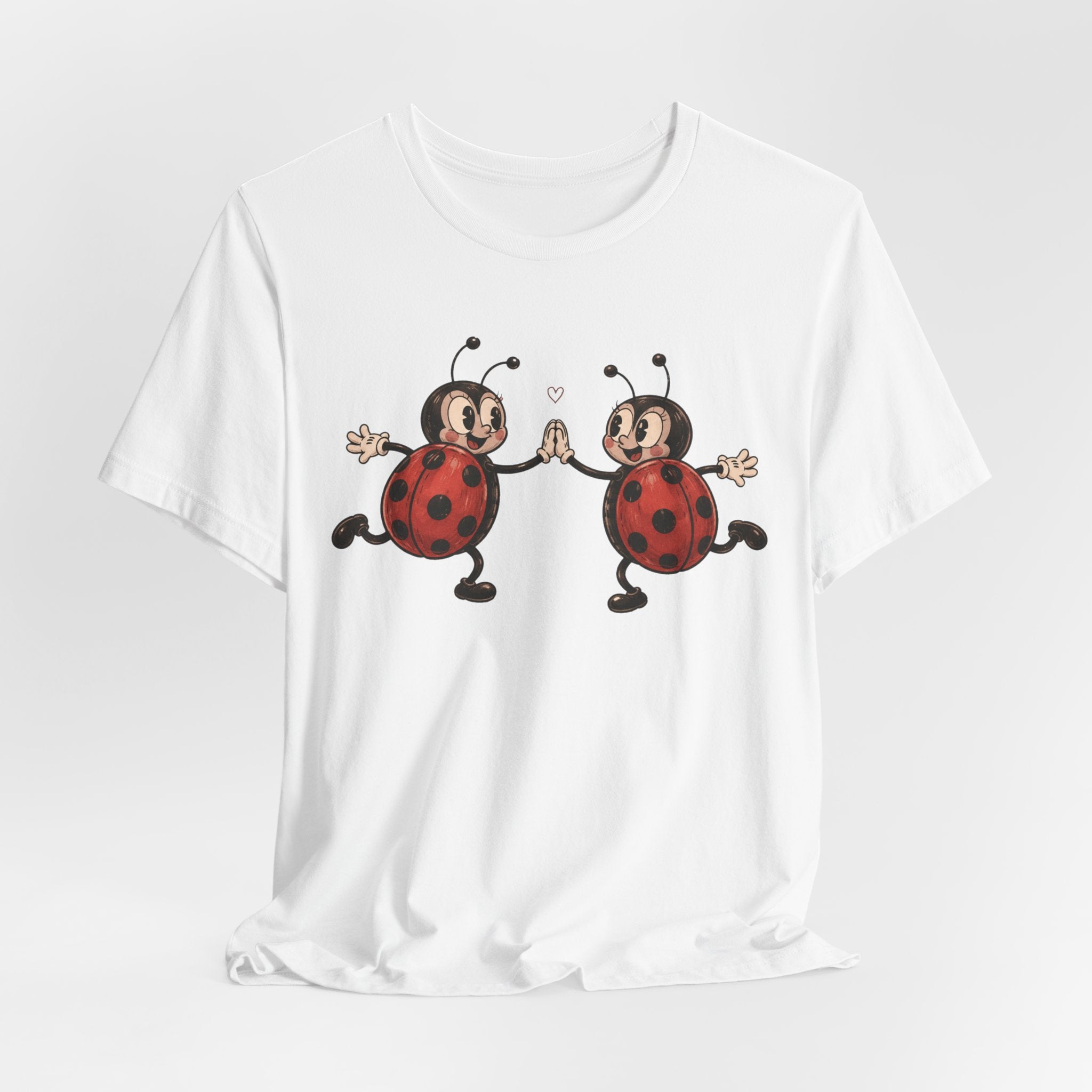 Dancing Ladybugs T-Shirt in Heather Prism Lilac - retro rubber hose ladybug dancing graphic tee, Barely Outdoorsy