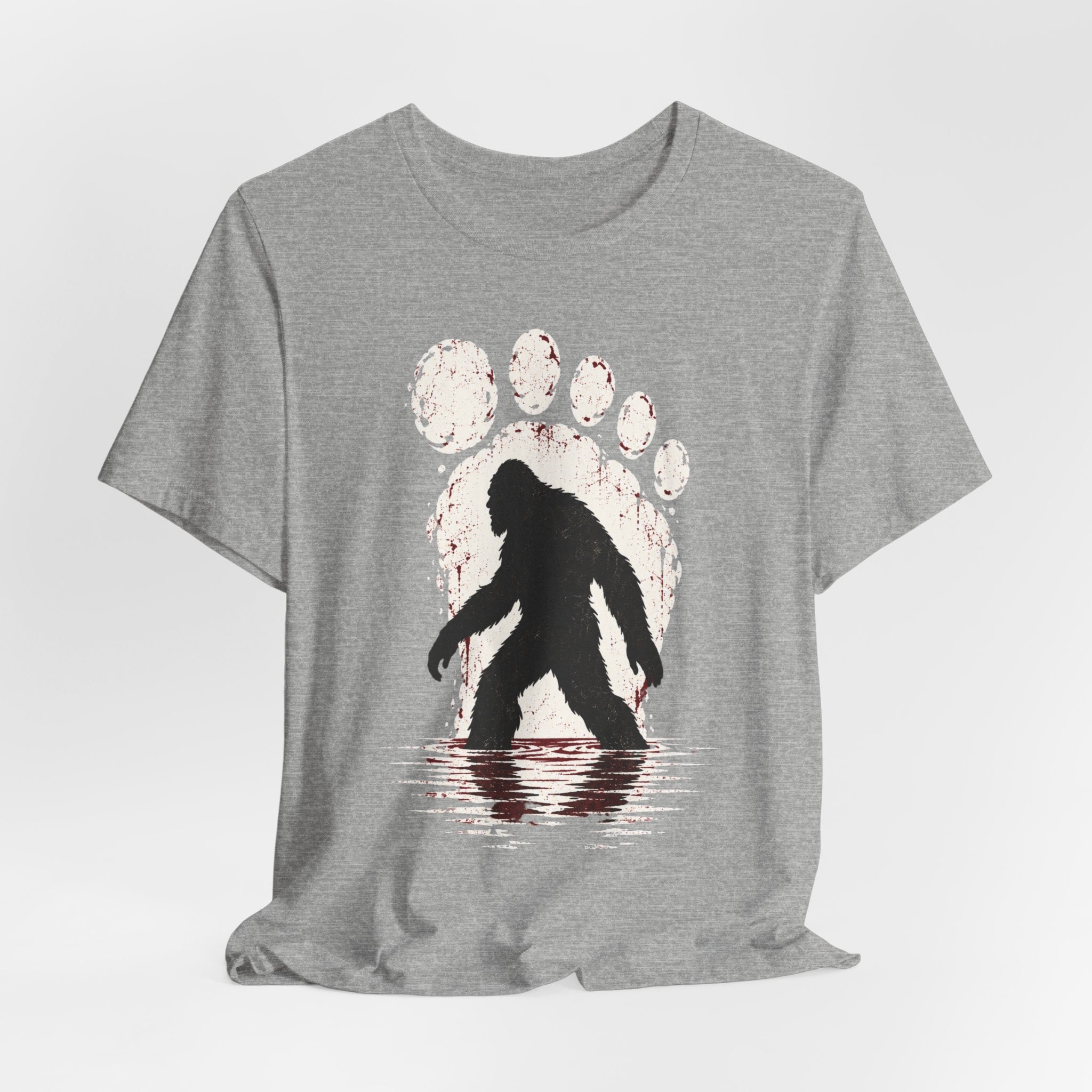 Bigfoot Paw Print Silhouette Tee in Ash - Bigfoot paw print minimalist shirt, Barely Outdoorsy Bella Canvas 3001