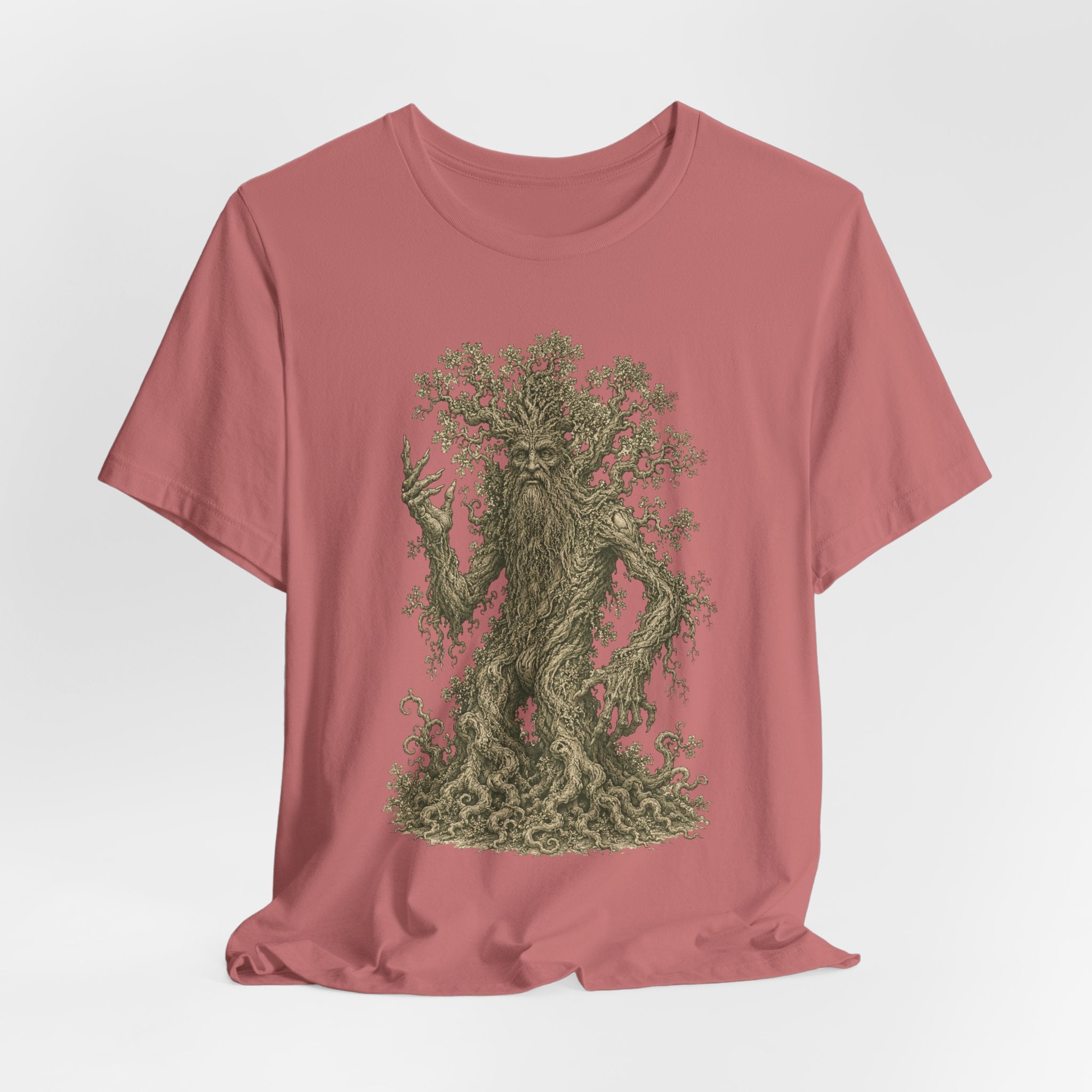 Ancient Treant T-Shirt in Heather Prism Lilac - intricate engraving forest guardian graphic tee, Barely Outdoorsy