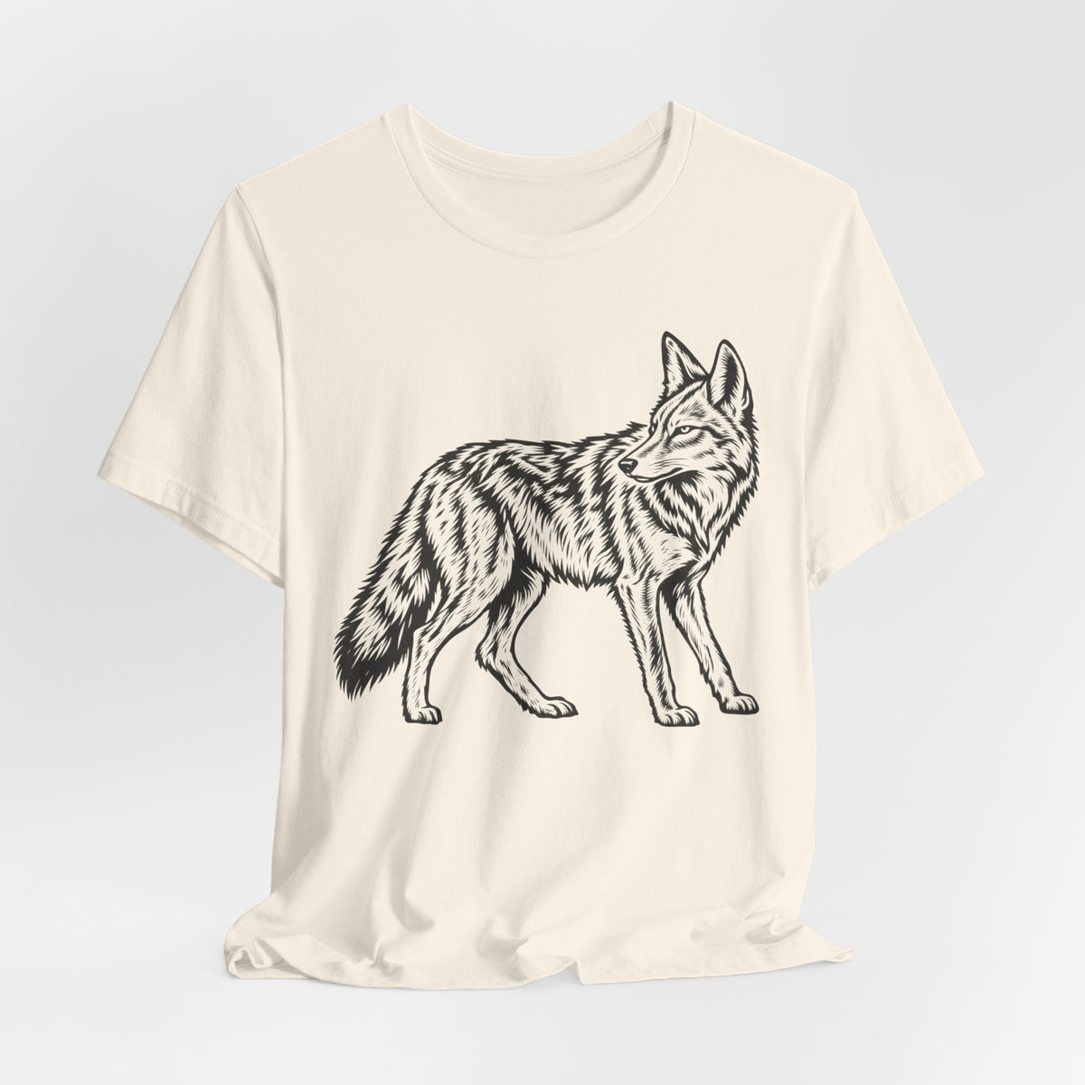 Coyote Fine Line Portrait Tee in Heather Ice Blue - Southwest coyote fine line shirt, Barely Outdoorsy Bella Canvas 3001