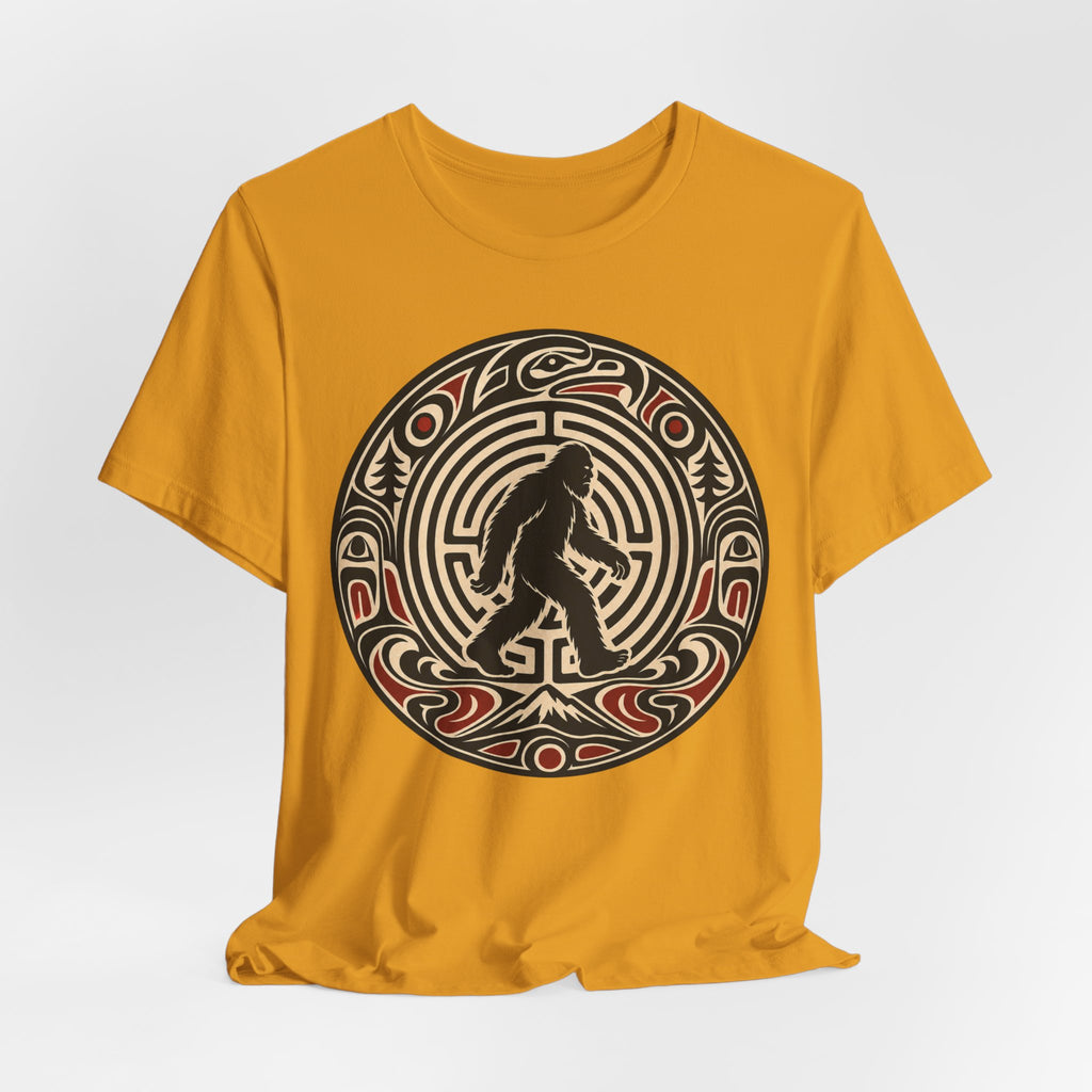 Bigfoot Pacific Northwest T-Shirt in White - Pacific Northwest Coast formline Sasquatch graphic tee, Bella Canvas 3001