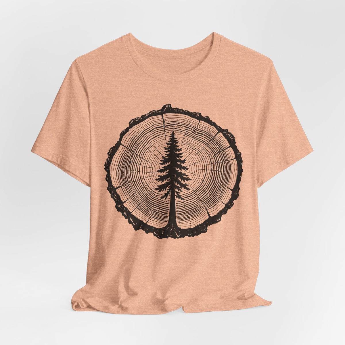 Tree Rings Pine Silhouette T-Shirt in Heather Ice Blue - pine silhouette tree rings graphic tee, Barely Outdoorsy