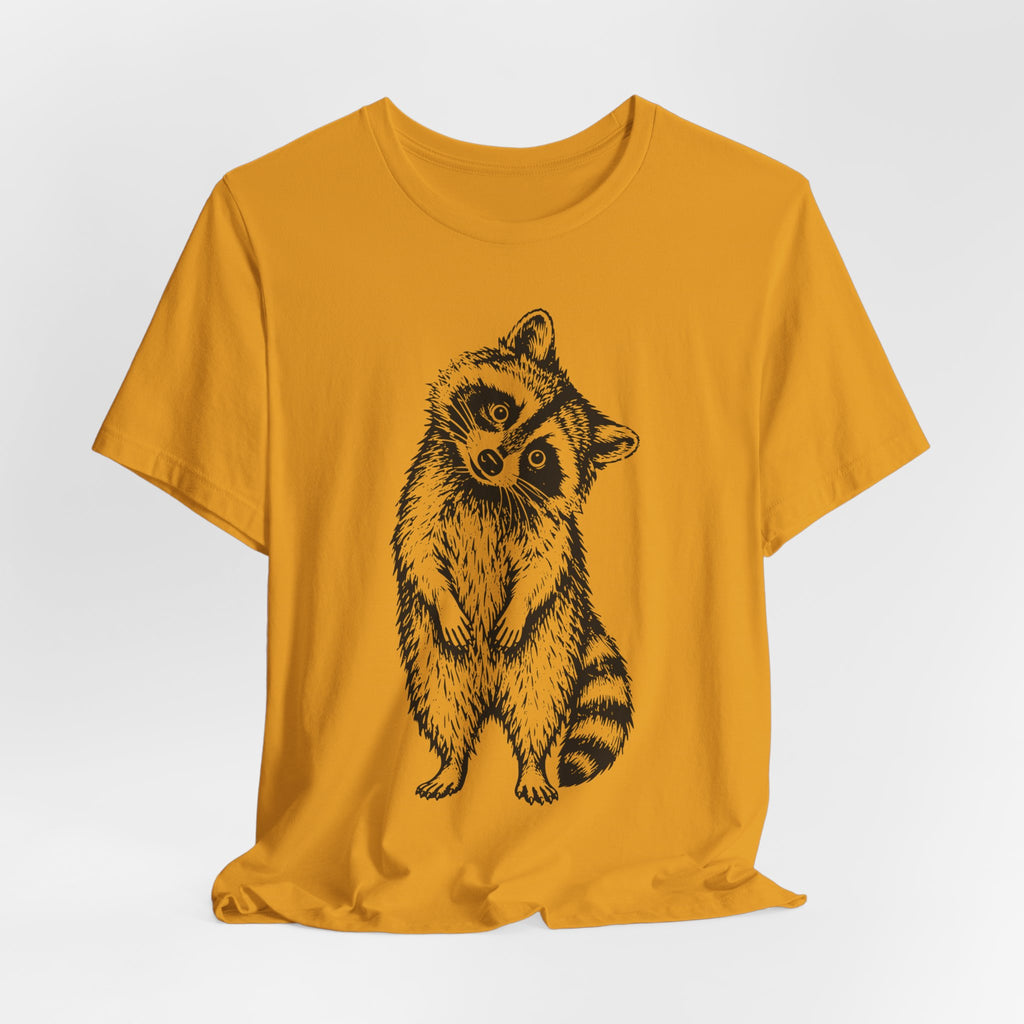 Suspicious Raccoon T-Shirt in White - funny suspicious raccoon graphic tee, Barely Outdoorsy Bella Canvas