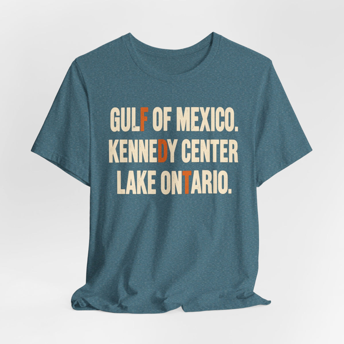 Gulf of Mexico Kennedy Center Lake Ontario Tee in Vintage Black - bold distressed resistance naming shirt, Barely Outdoorsy Bella Canvas 3001
