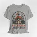 Psychedelic Hiking Club Tee in Heather Ice Blue - dark cottagecore hiking humor shirt, Barely Outdoorsy Bella Canvas 3001