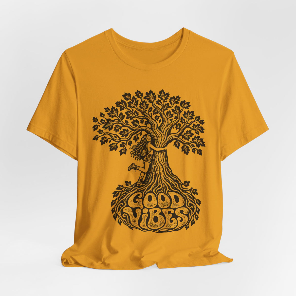 Good Vibes Tree Hug Tee in Pink - funny tree hug good vibes shirt, Barely Outdoorsy