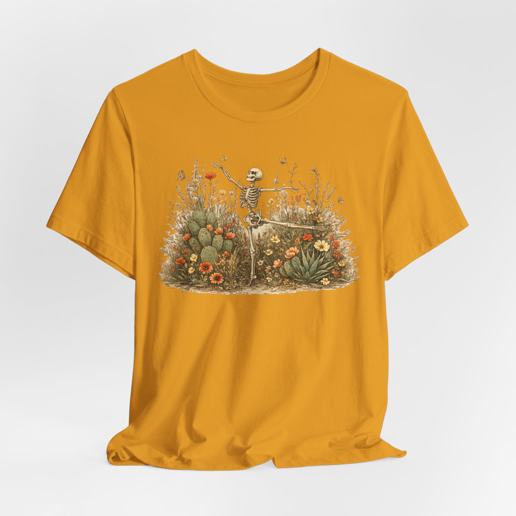 Dancing Skeleton Desert Wildflower T-Shirt in Heather Prism Lilac - boho skeleton desert poppy graphic tee, Barely Outdoorsy