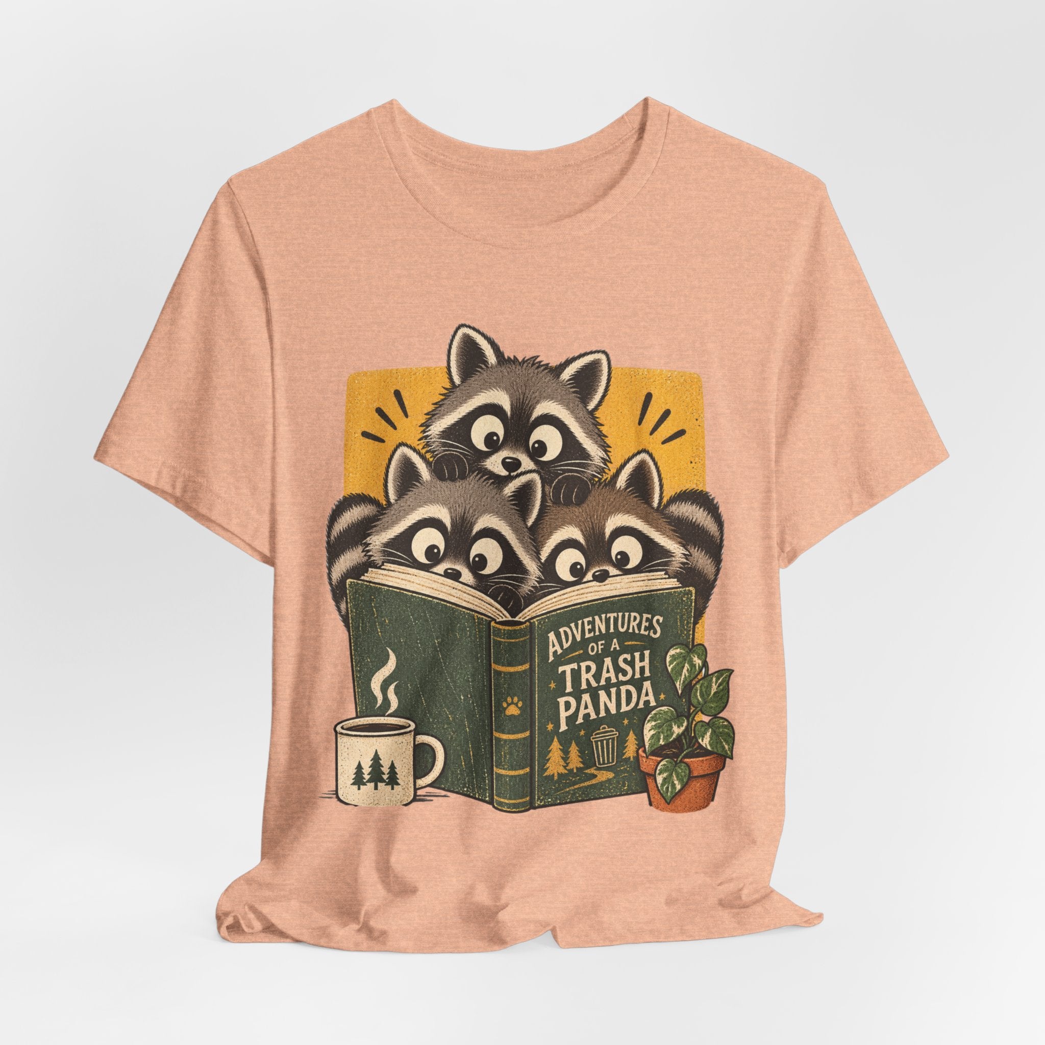 Adventures of a Trash Panda T-Shirt in Maroon - funny raccoon adventure graphic tee, Barely Outdoorsy Bella Canvas