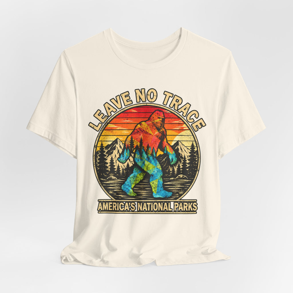Leave No Trace Bigfoot T-Shirt in Maroon - funny Bigfoot leave no trace graphic tee, Barely Outdoorsy Bella Canvas