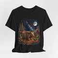 Desert Armadillo Starry Night T-Shirt in Heather Ice Blue - Van Gogh style armadillo starry night tee, Barely Outdoorsy