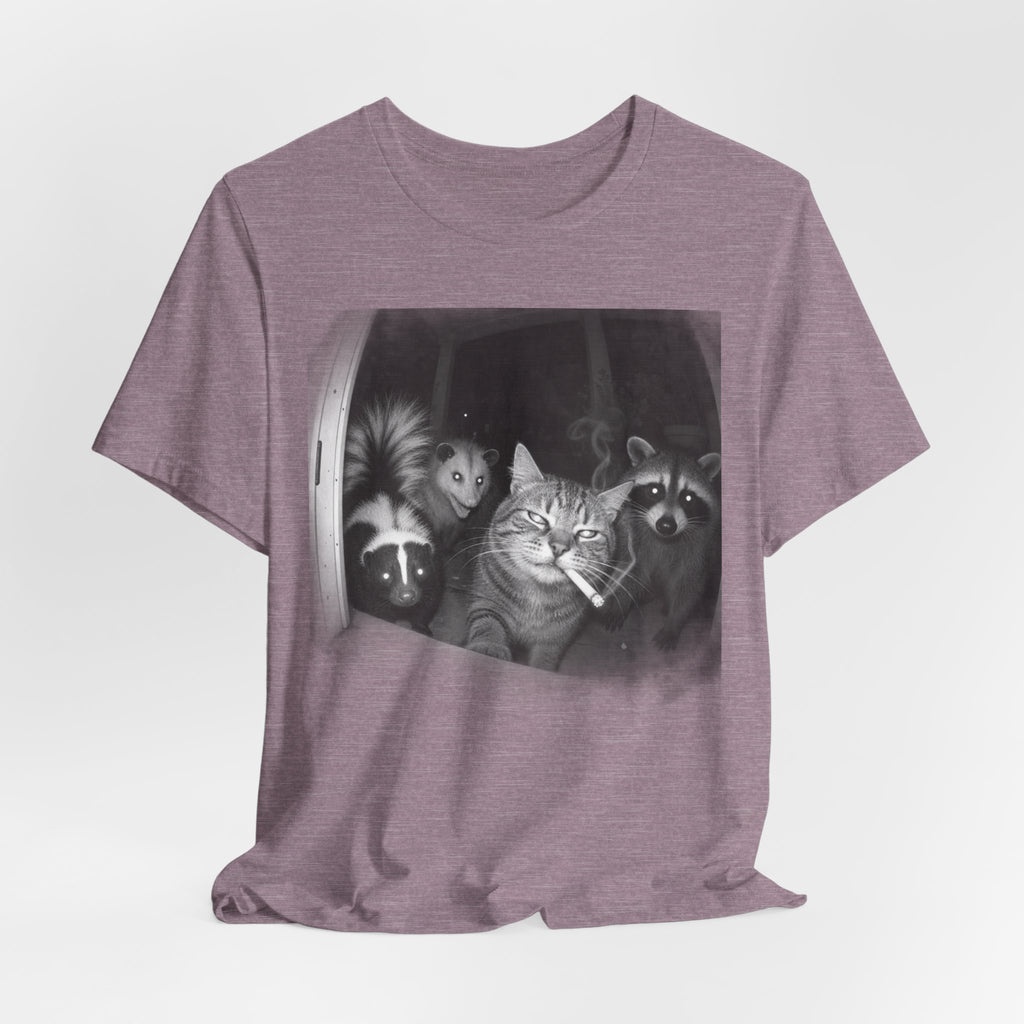 Midnight Trash Crew T-Shirt in White - funny goblincore raccoon opossum midnight crew graphic tee, Barely Outdoorsy