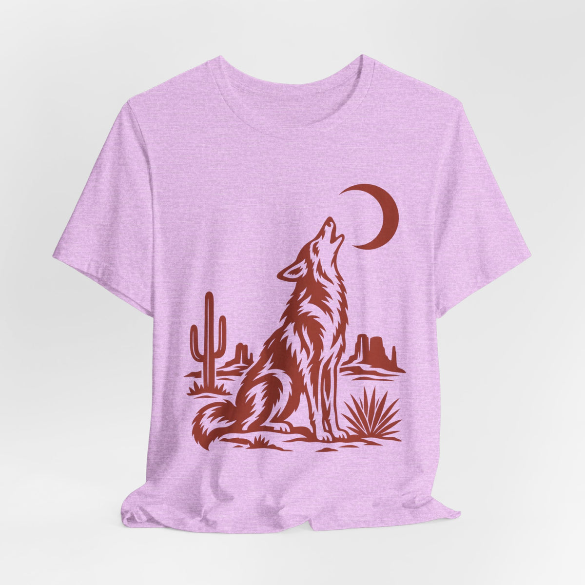 Coyote Moon Silhouette Tee in Brown - coyote moon silhouette Southwest shirt, Barely Outdoorsy Bella Canvas