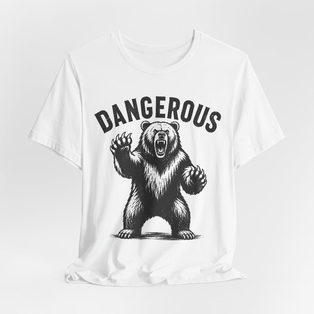 Dangerous Bear Funny Grizzly T-Shirt in Mauve - bold grizzly bear danger park graphic tee, Barely Outdoorsy