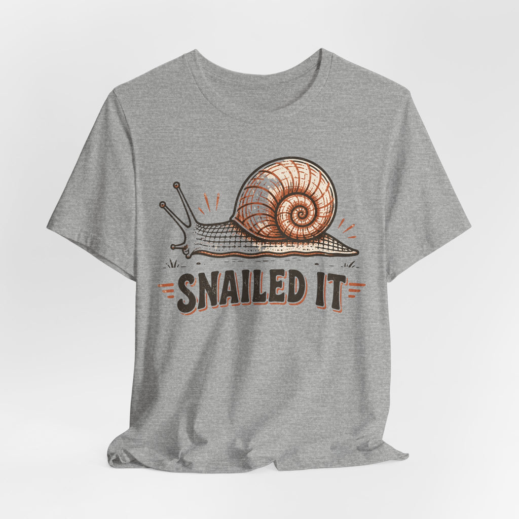 Snailed It Tee in Heather Peach - funny snail pun humor shirt, Barely Outdoorsy