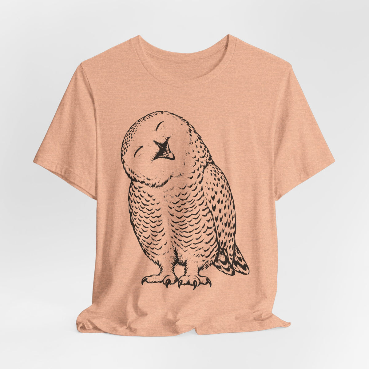 Owl Fine Line Tee in Pink - fine line owl naturalist portrait shirt, Barely Outdoorsy