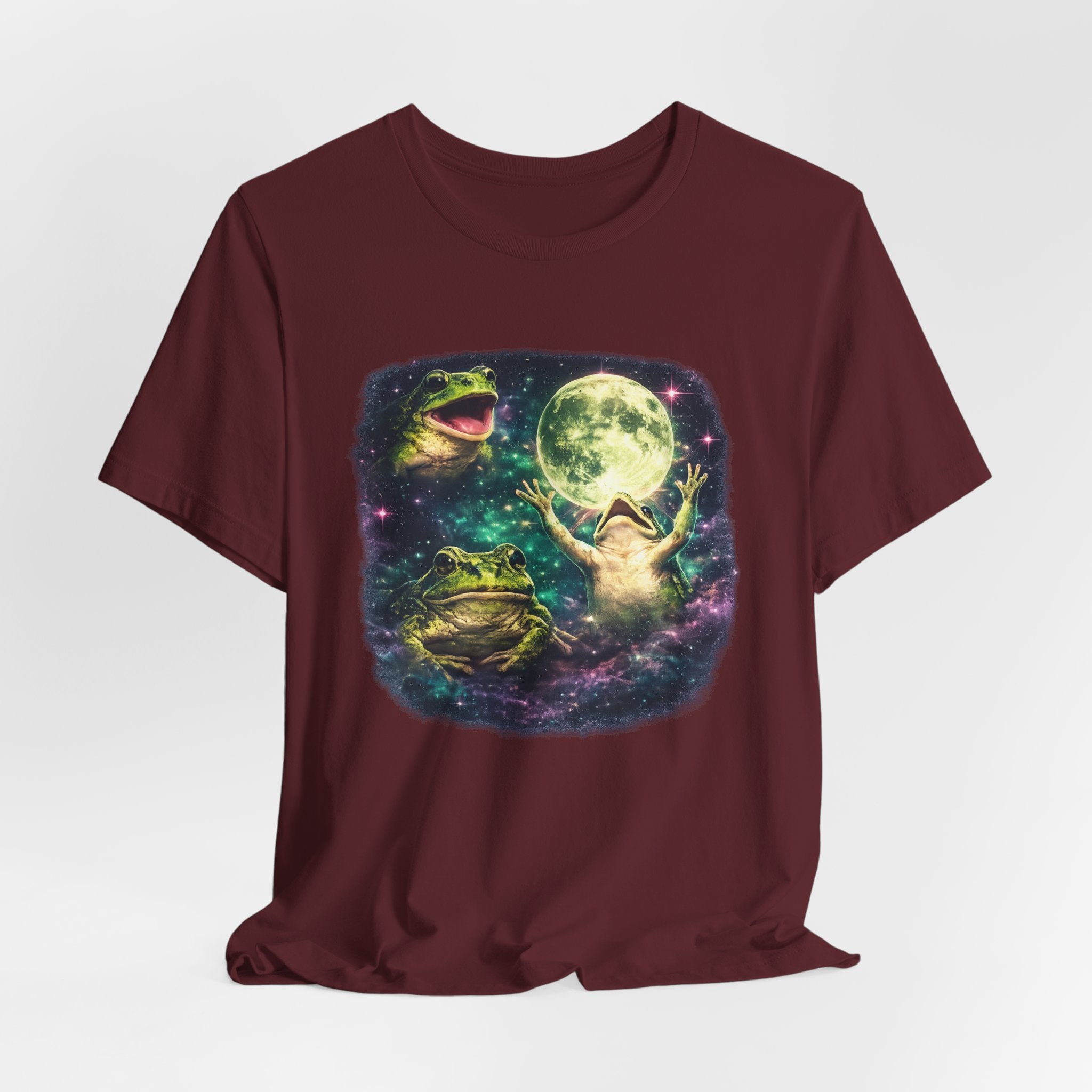 Three Frog Moon T-Shirt in Black Heather - funny frog moon parody nature graphic tee, Barely Outdoorsy