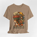 Just In Case Overpacked Squirrel Tee in Heather Mauve - funny squirrel just in case shirt, Barely Outdoorsy Bella Canvas 3001
