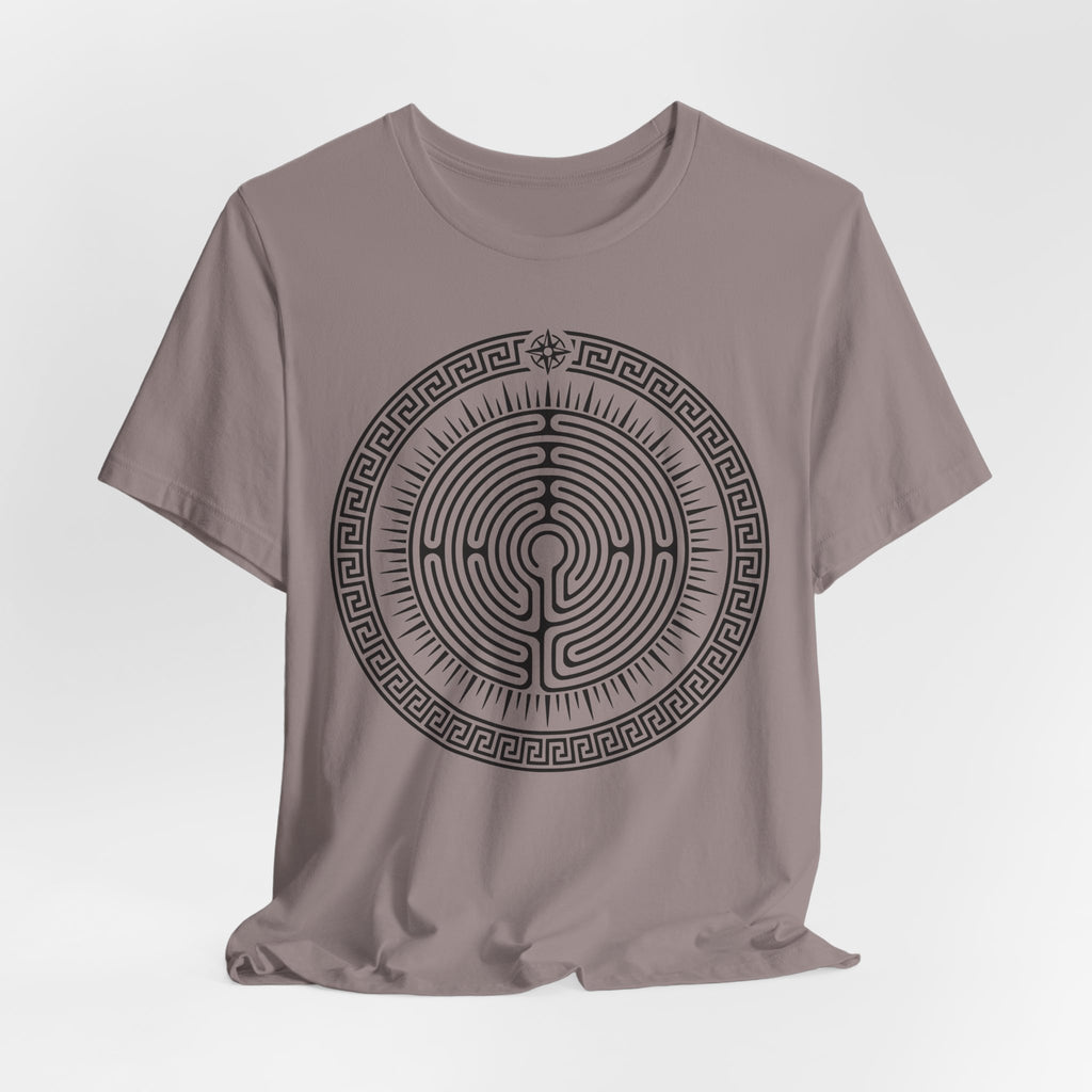 Journey Labyrinth T-Shirt in Heather Clay - bold spiral labyrinth symbolic graphic tee, Barely Outdoorsy