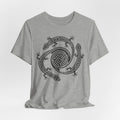 Spiral Lizards Southwest Petroglyph T-Shirt in Heather Prism Lilac - Southwest rock art lizard graphic tee, Barely Outdoorsy
