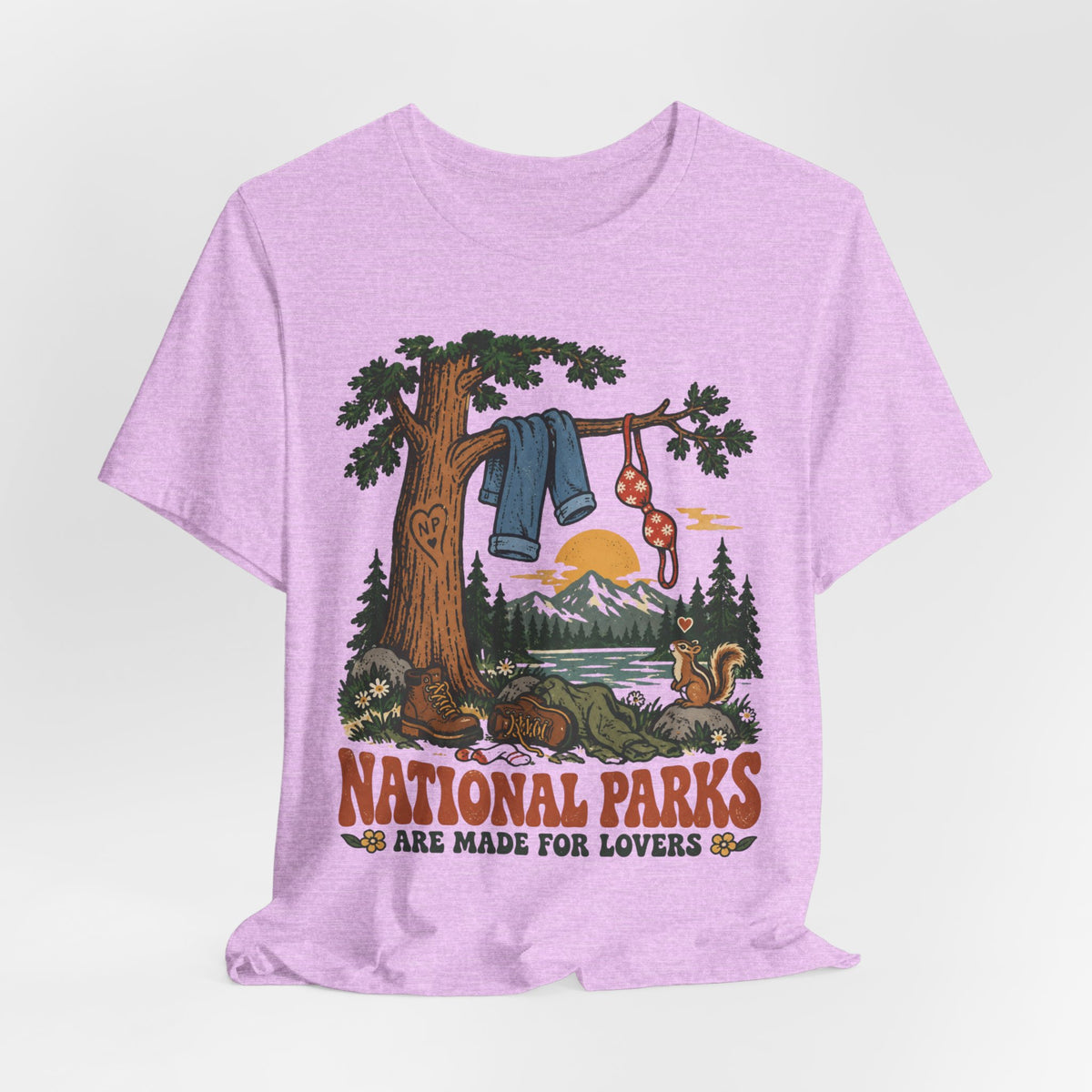 National Parks Are Made For Lovers T-Shirt in Mauve - funny couples hiking national park tee, Barely Outdoorsy