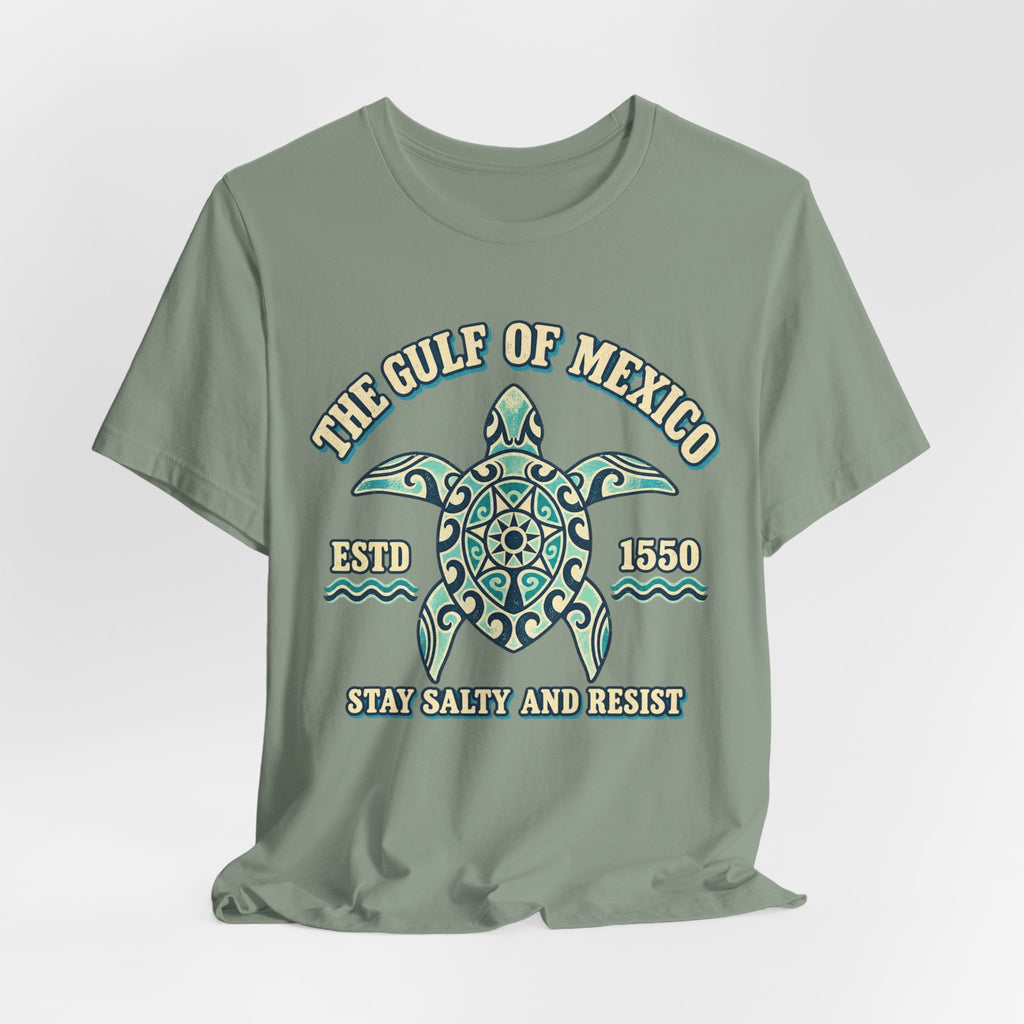 Gulf of Mexico Stay Salty and Resist T-Shirt in Sage - sea turtle stay salty resist graphic tee, Barely Outdoorsy