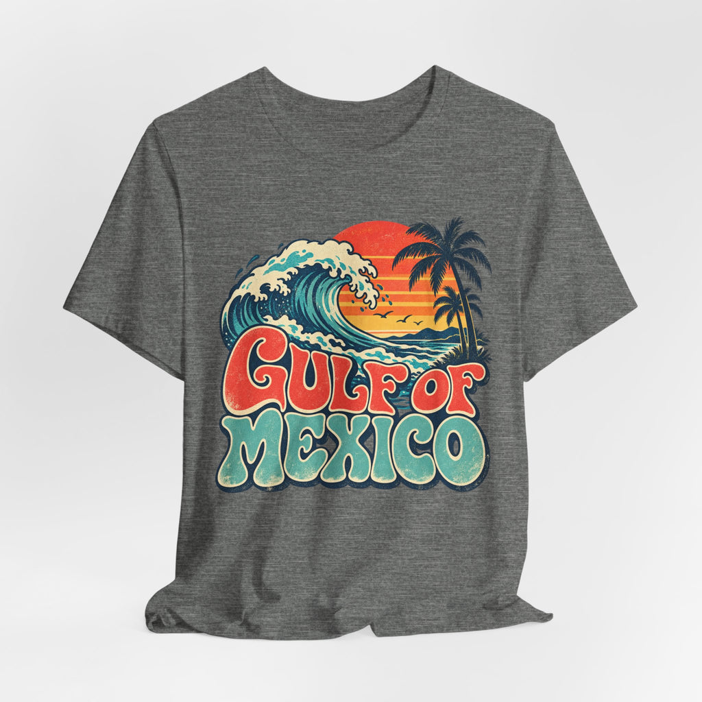 Gulf of Mexico Retro Beach Tee in White - retro Gulf of Mexico beach shirt, Barely Outdoorsy Bella Canvas 3001