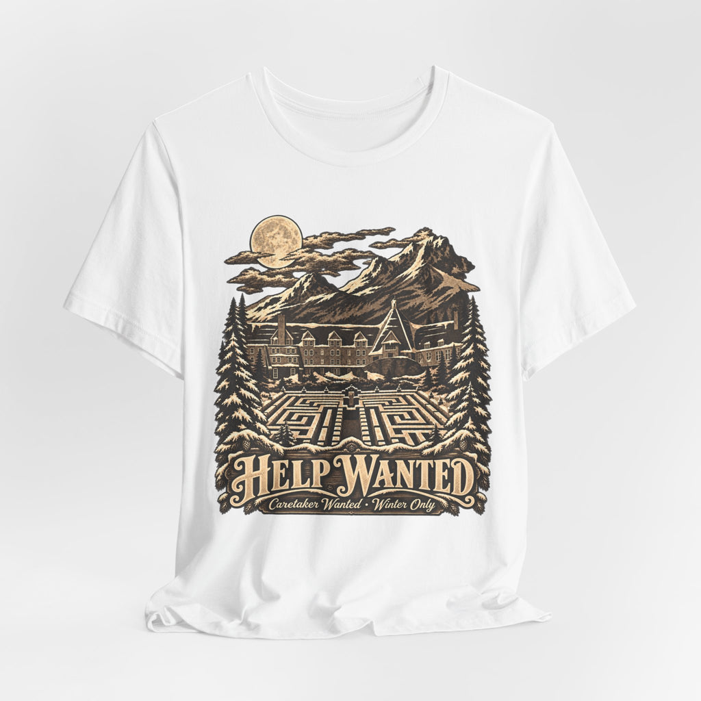 Help Wanted Winter Caretaker T-Shirt in Heather Autumn - funny horror caretaker graphic tee, Barely Outdoorsy