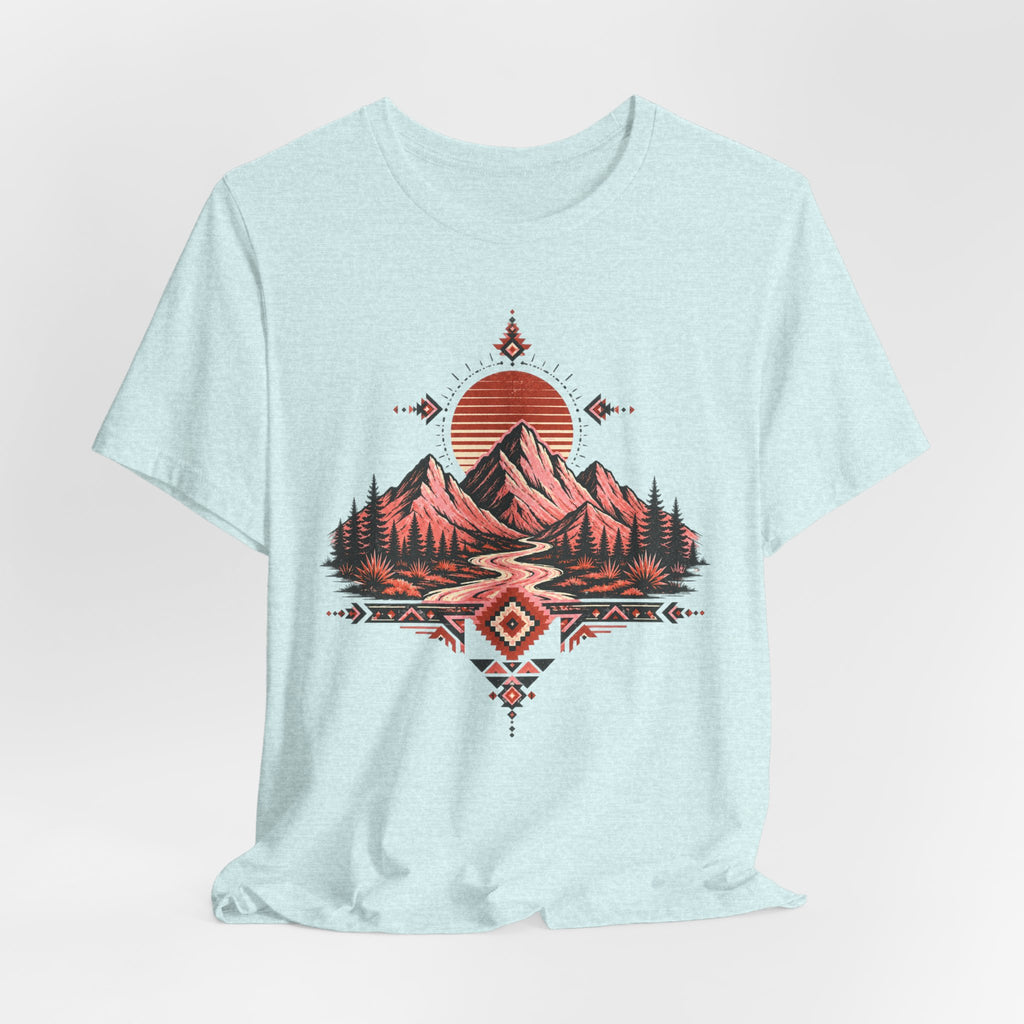 Southwest Mountain Sunset T-Shirt in Mauve - bold desert mountain sunset graphic tee, Barely Outdoorsy