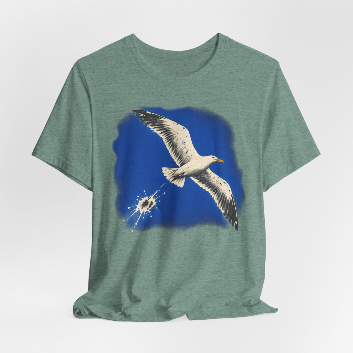 Seagull Direct Hit T-Shirt in White - funny coastal seagull direct hit bird humor graphic tee, Barely Outdoorsy