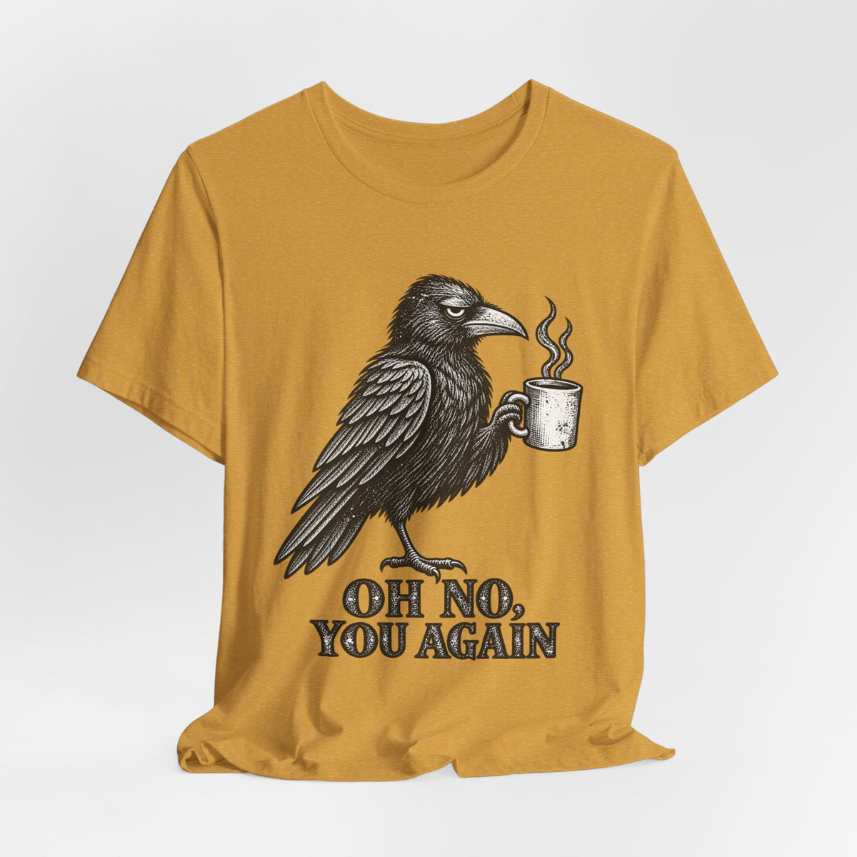 Oh No You Again Crow Tee in Heather Purple - funny crow judgment humor shirt, Barely Outdoorsy Bella Canvas