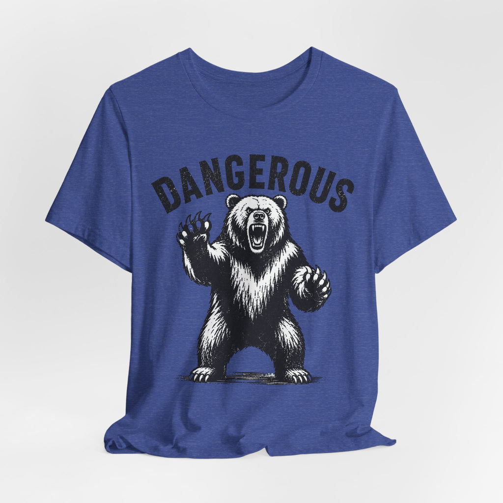 Dangerous Bear Grizzly Tee in Heather Peach - funny dangerous bear park humor shirt, Barely Outdoorsy Bella Canvas 3001