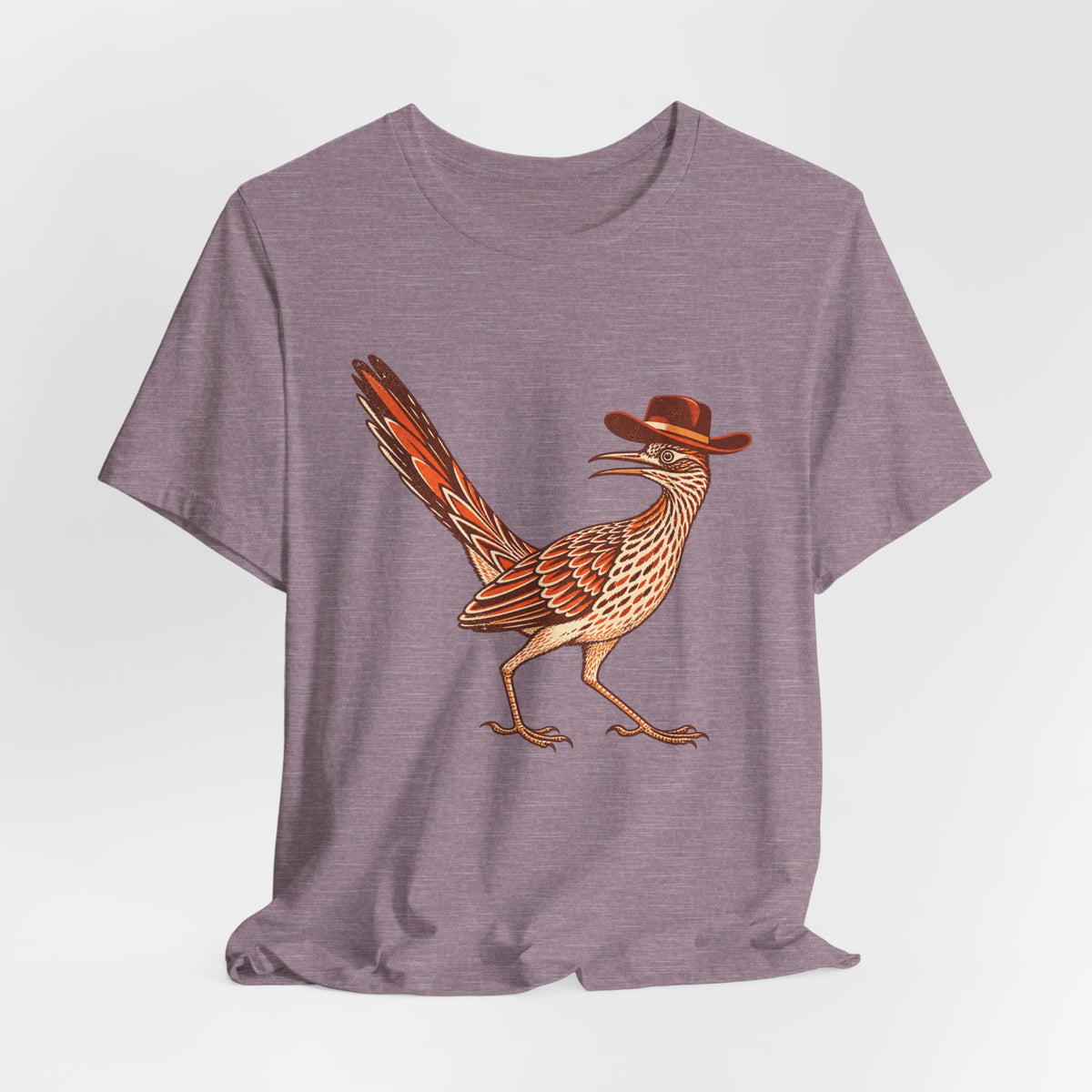 Cowboy Roadrunner T-Shirt in White - funny Southwest cowboy roadrunner humor graphic tee, Barely Outdoorsy