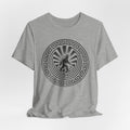 Bigfoot in a Maze Petroglyph Tee in White - funny Bigfoot spiral maze desert art shirt, Barely Outdoorsy