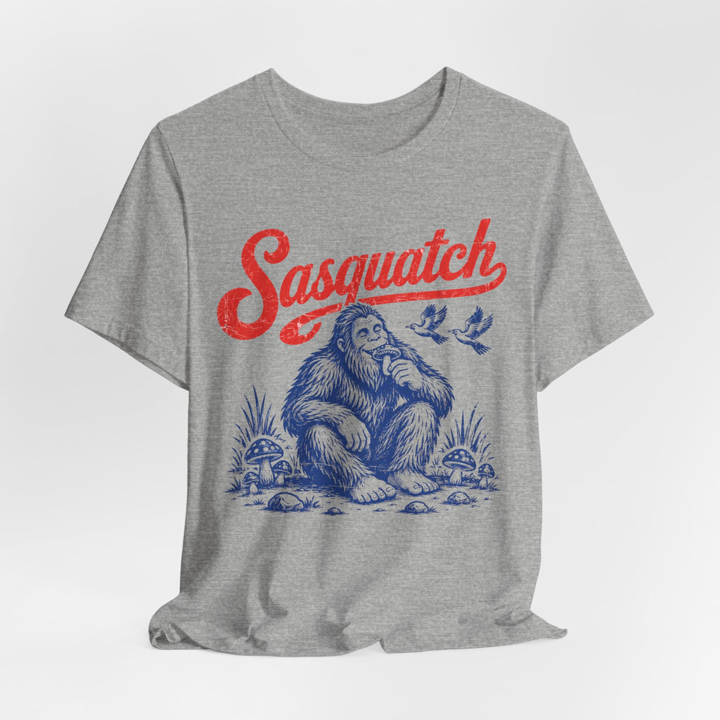 Vintage Sasquatch Woodland Tee in Heather Peach - retro Sasquatch engraving shirt, Barely Outdoorsy Bella Canvas 3001