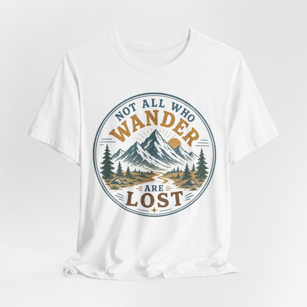 Not All Who Wander Are Lost mountain t-shirt graphic tee BarelyOutdoorsy