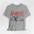 Vintage Squirrel Woodland T-Shirt in Athletic Heather - vintage naturalist squirrel engraving graphic tee, Barely Outdoorsy Bella Canvas 3001