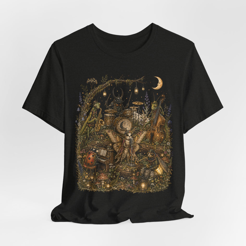 Bug Band Moonlight Concert Tee in Heather Peach - funny bug band moonlight shirt, Barely Outdoorsy Bella Canvas