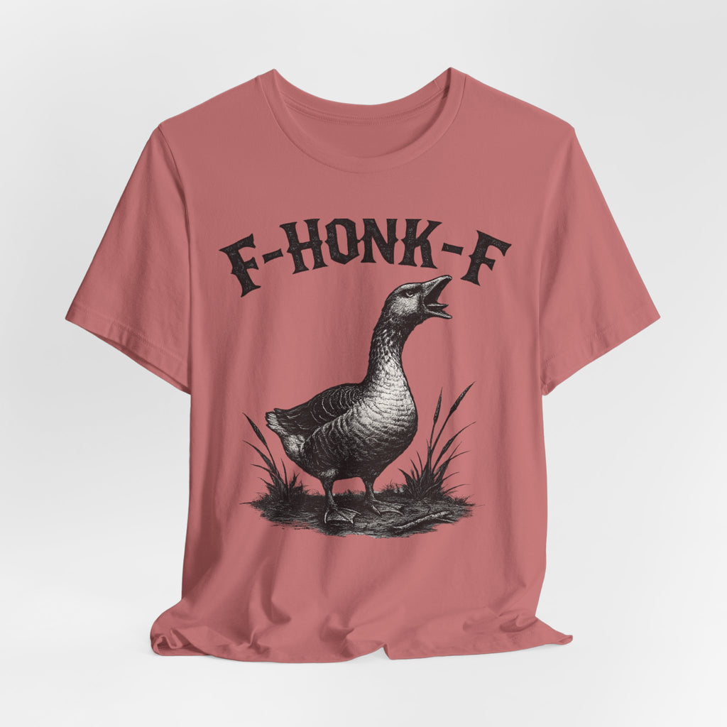 F-HONK-F Goose Tee in Heather Peach - funny goose blackletter humor shirt, Barely Outdoorsy Bella Canvas 3001