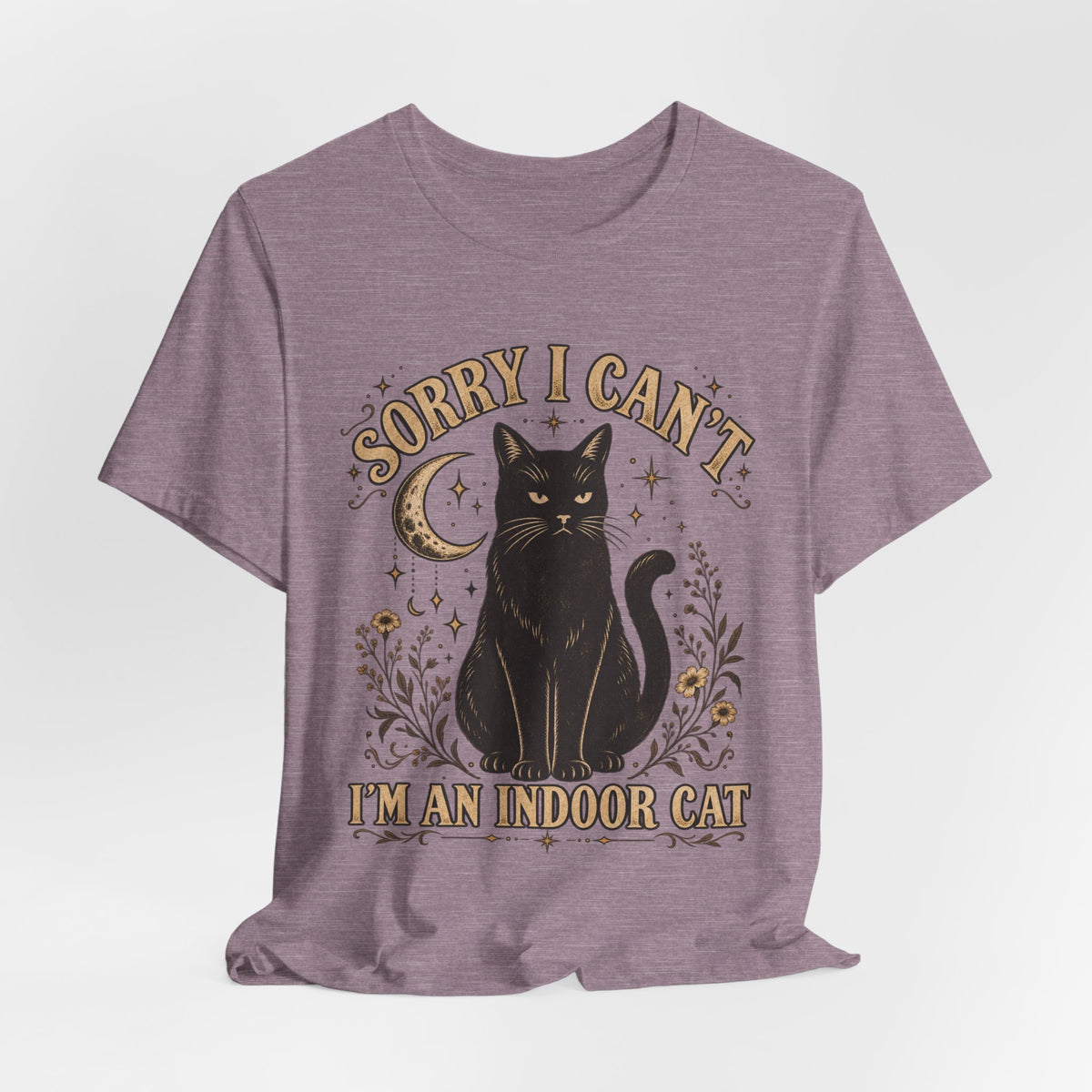 Sorry I Can't I'm an Indoor Cat Tee in White - funny indoor cat humor shirt, Barely Outdoorsy Bella Canvas 3001